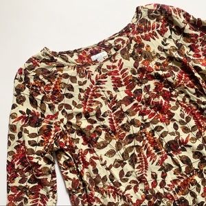 J. Jill Ruched Red and Orange 3/4 Sleeve Blouse